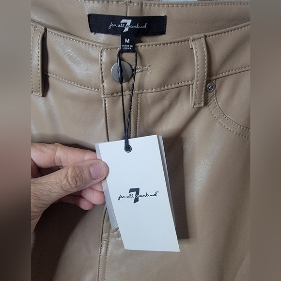 NWT 7 For All Mankind Tan Faux Leather Pants - Picture 2 of 3